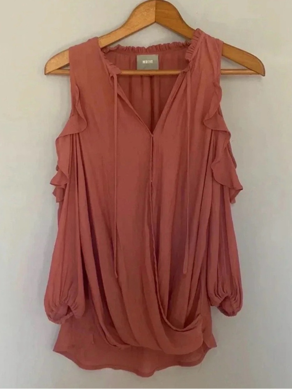 Maeve Pink Cold Shoulder V Neck Flowy Blouse Size Extra Small XS